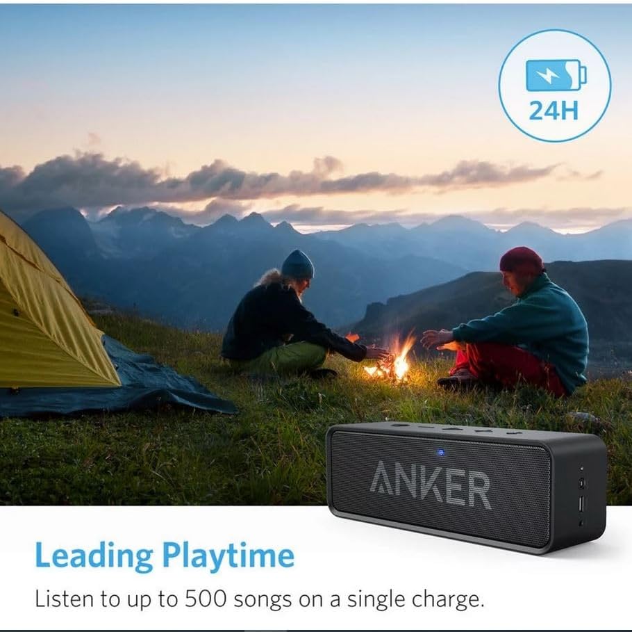 Upgraded, Anker Soundcore Bluetooth Speaker with IPX5 Waterproof, Stereo Sound, 24H Playtime, Portable Wireless Speaker for iPhone, Samsung and More