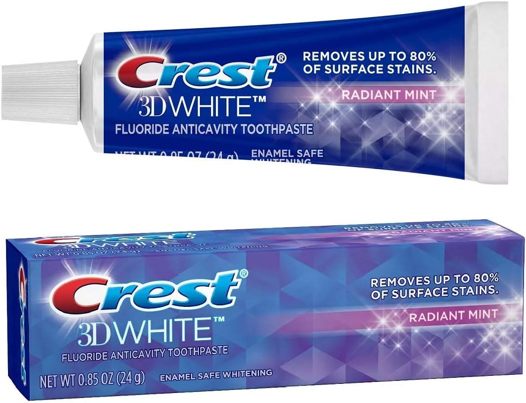 Crest 3D White Vivid Fluoride Anticavity Toothpaste-Radiant Mint-0.85 oz, 3 pk