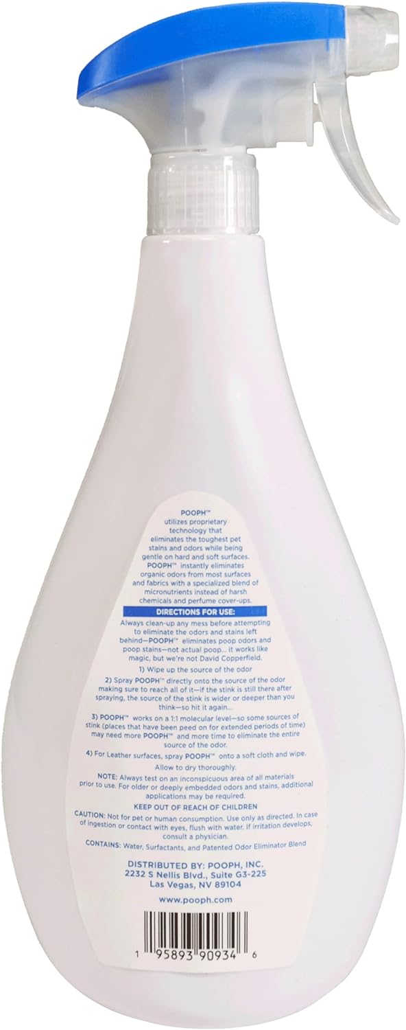 Pooph Pet Odor Eliminator and Litter Box Deodorizer - 2-32oz Bottles - Dismantles Odors on a Molecular Basis, Freshens Cat Litter Boxes, Removes Urine, Feces, and Ammonia Odors