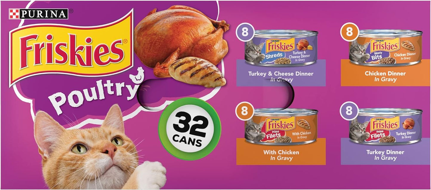 Purina Friskies Gravy Wet Cat Food , Poultry Shreds - (32) 5.5 oz. Cans