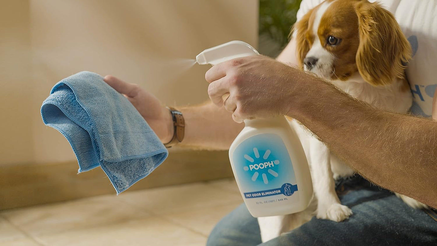 Pooph Pet Odor Eliminator and Litter Box Deodorizer - 2-32oz Bottles - Dismantles Odors on a Molecular Basis, Freshens Cat Litter Boxes, Removes Urine, Feces, and Ammonia Odors