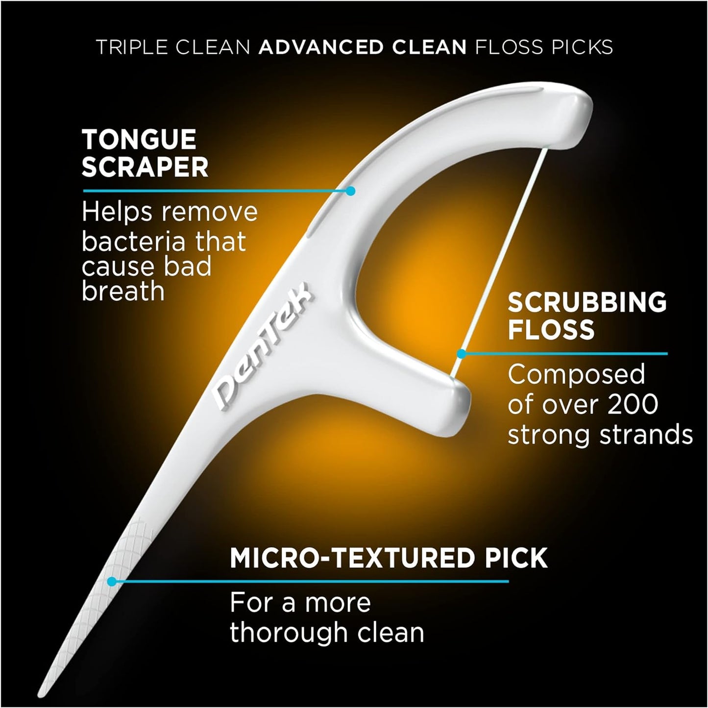 DenTek Triple Clean Advanced Clean Floss Picks, No Break & No Shred Floss, 150 Count