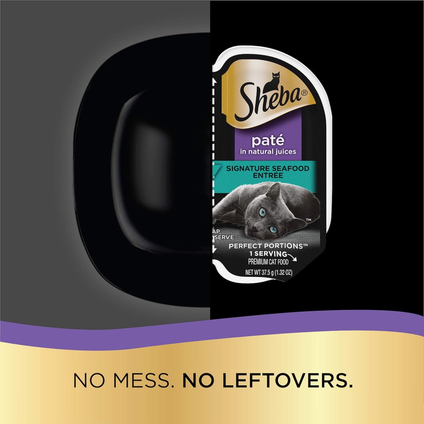 SHEBA PERFECT PORTIONS Paté Adult Wet Cat Food Trays (24 Count, 48 Servings), Signature Seafood Entrée, Easy Peel Twin-Pack Trays
