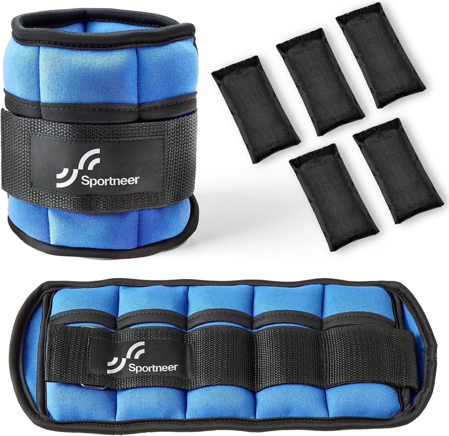 Sportneer Adjustable Ankle Weights 1 Pair 2 4 6 8 10 Lbs Leg Weight Straps for Women Men, Weighted Ankle Weights Set for Gym,Fitness, Workout,Walking, Jogging,1-5 lbs Each Ankle, 1 Pair 2-10 lbs