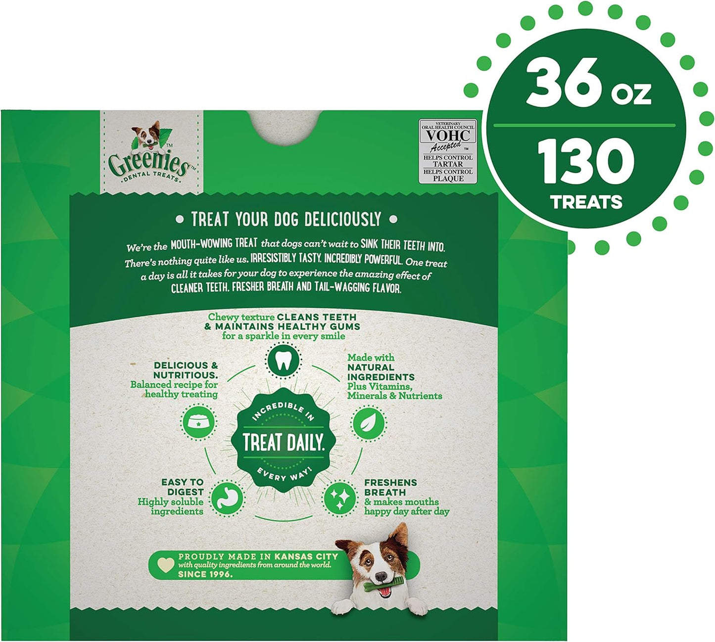 GREENIES Original TEENIE Natural Dog Dental Care Chews Oral Health Dog Treats, 36 oz. Pack (130 Treats)
