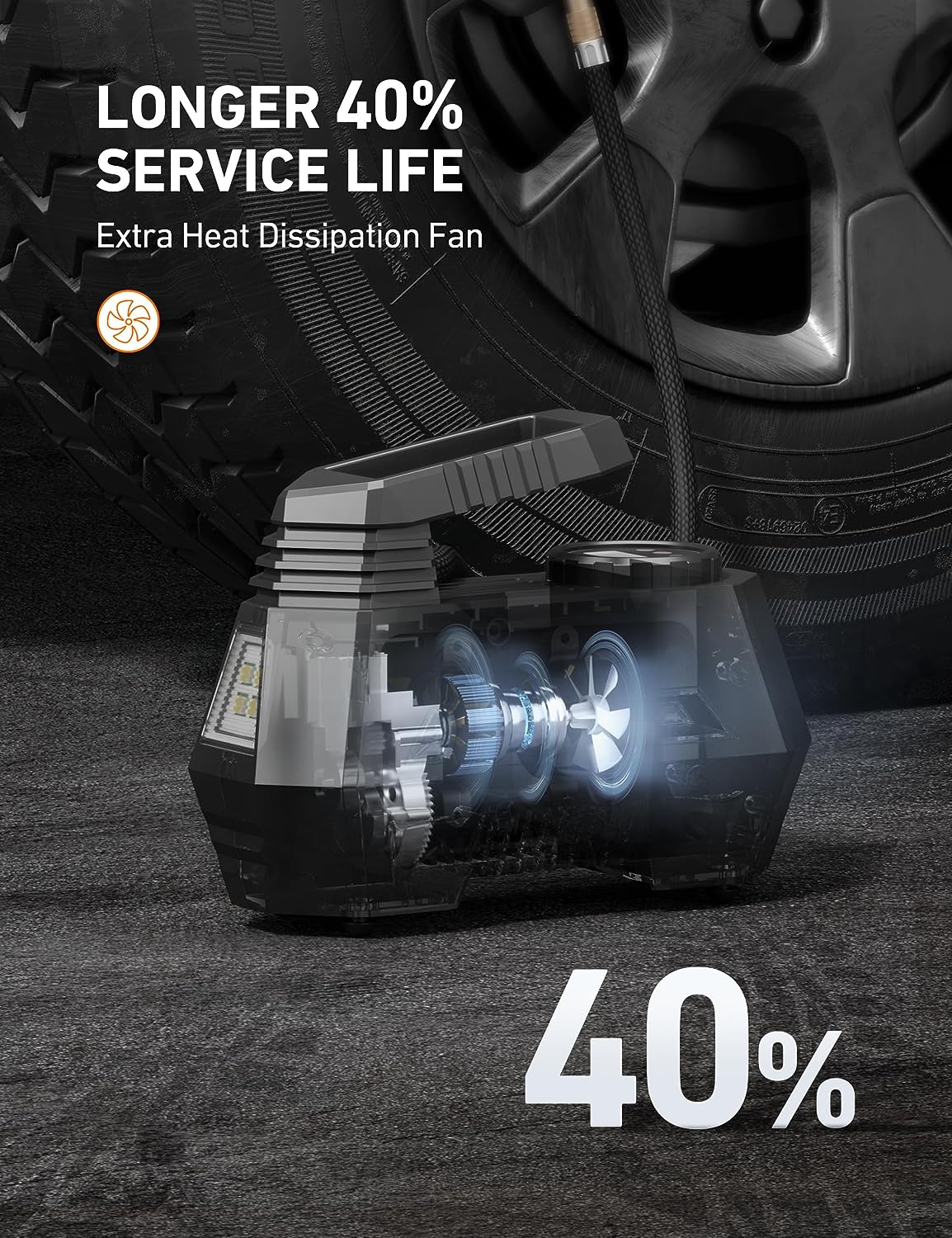 AstroAI Tire Inflator Portable Air Compressor Air Pump for Car Tires - Car Accessories, 12V DC Auto Pump with Digital Pressure Gauge, 100PSI with Emergency LED Light for Bicycle, Balloons