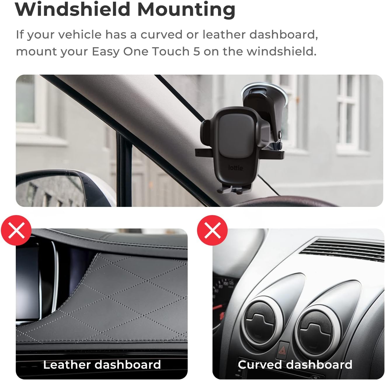 iOttie Easy One Touch 5 Dashboard & Windshield Universal Car Mount Phone Holder Desk Stand with Suction Cup Base and Telescopic Arm for iPhone, Samsung, Google, Huawei, Nokia, other Smartphones