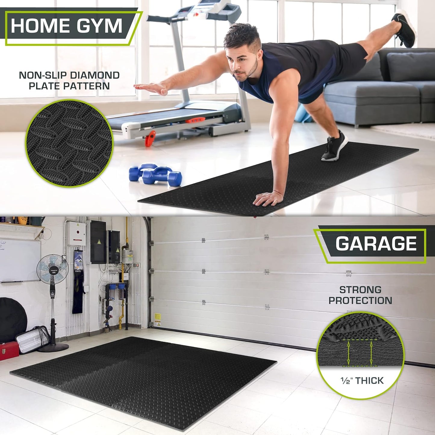 ProsourceFit Puzzle Exercise Mat ½”, EVA Interlocking Foam Floor Tiles for Home Gym, Mat for Home Workout Equipment, Floor Padding for Kids, Available in Packs of 24 SQ FT, 48 SQ FT, 144 SQ FT