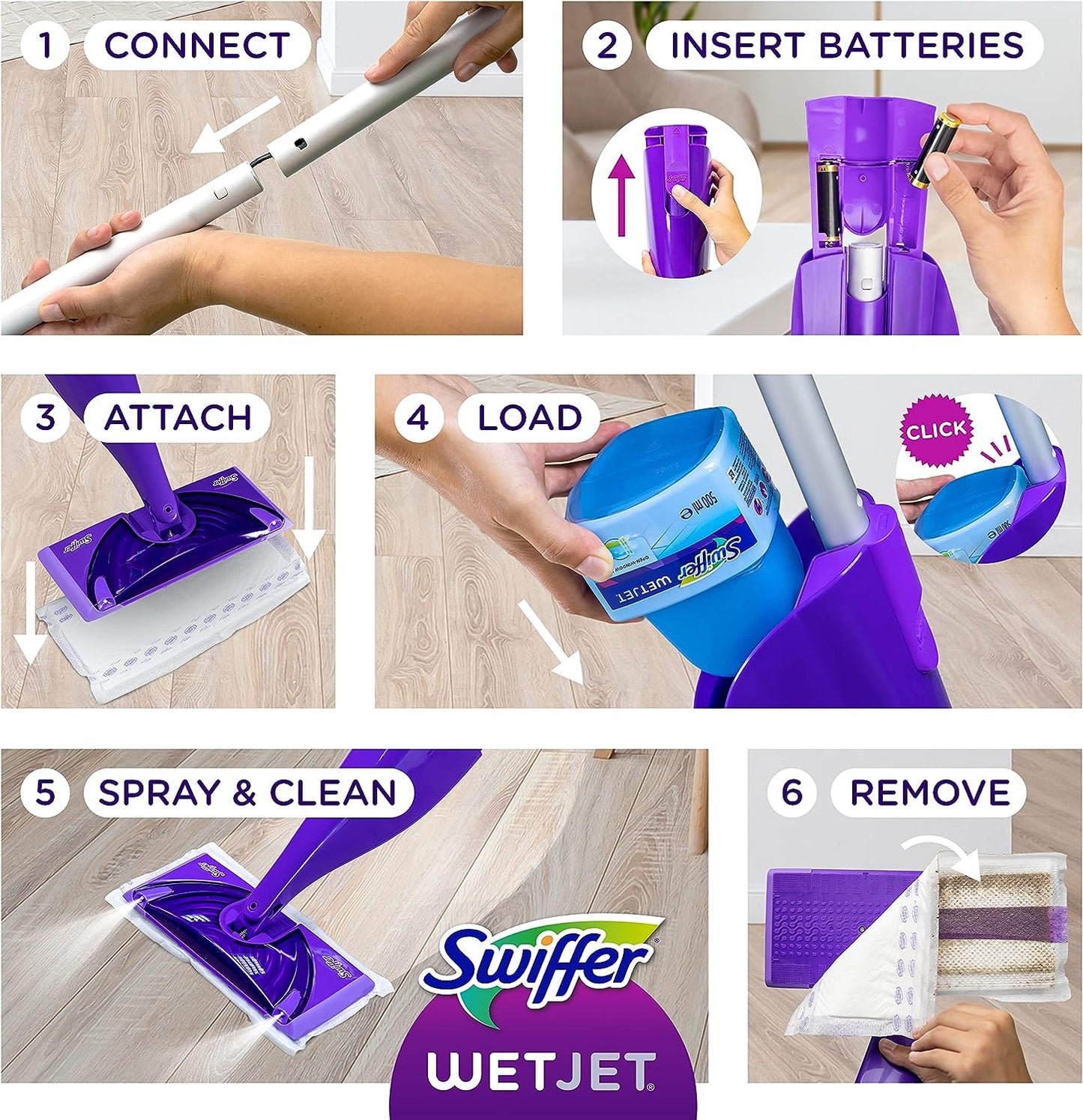 Swiffer WetJet Multi-Purpose Floor Cleaner Solution with Febreze Refill, Lavender Scent, 1.25 Liter -42.2 Fl Oz (Pack of 2)